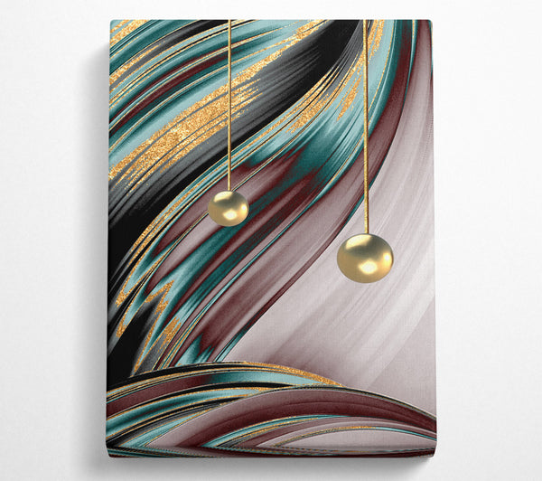  A Canvas Print of Burgundy  Turquoise And Gold Swirl Canvas Wall Art