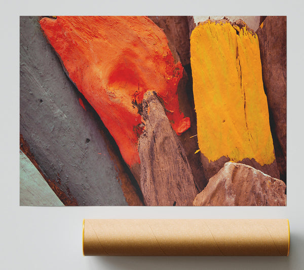 Stained Orange Driftwood Print