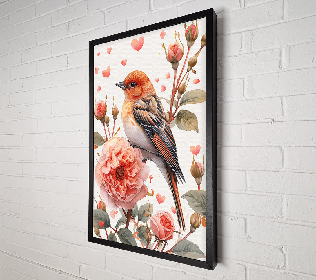  A Canvas Print of Peachy Bird Love Canvas Wall Art