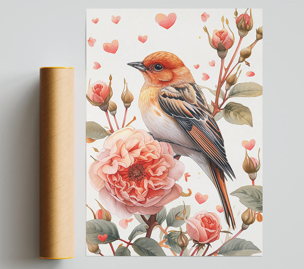 Peachy Bird Love Poster