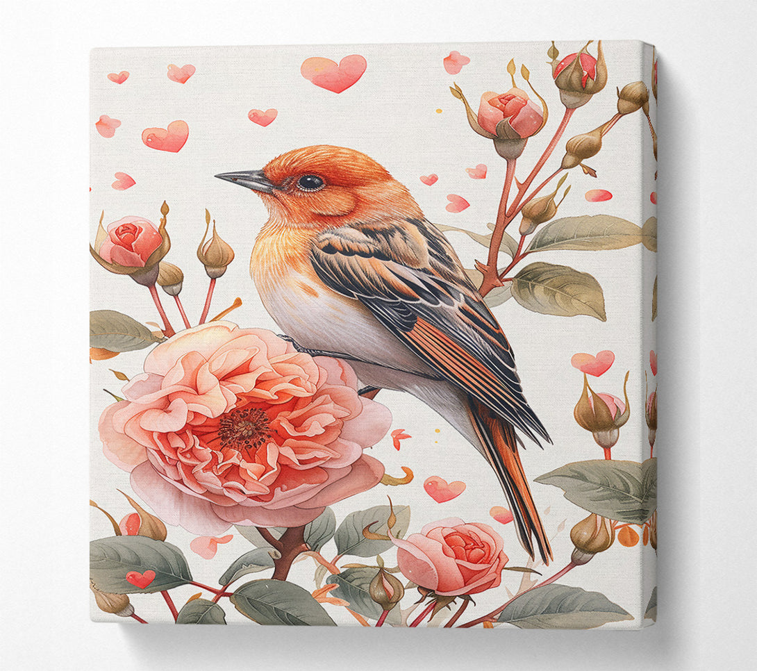  A Canvas Print of Peachy Bird Love Canvas Wall Art