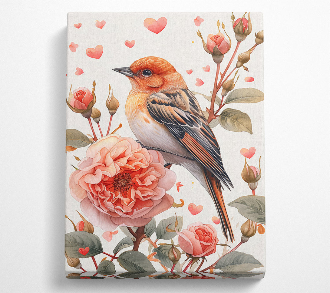  A Canvas Print of Peachy Bird Love Canvas Wall Art
