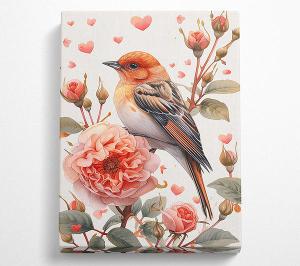  A Canvas Print of Peachy Bird Love Canvas Wall Art