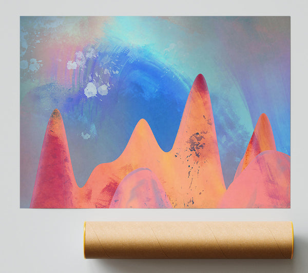 Crimson Abstract Peaks Poster