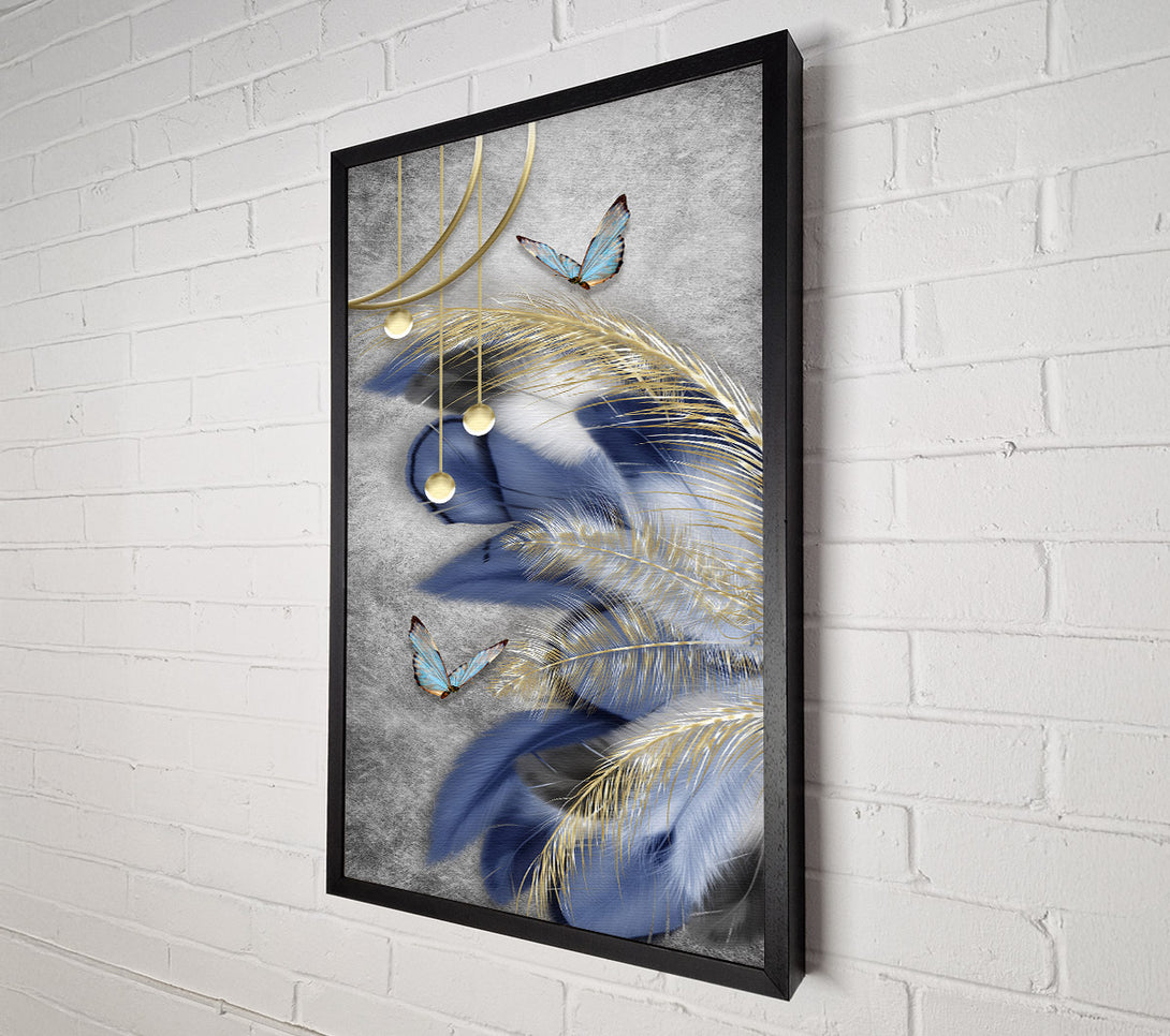  A Canvas Print of Butterfly Around Feathers Canvas Art