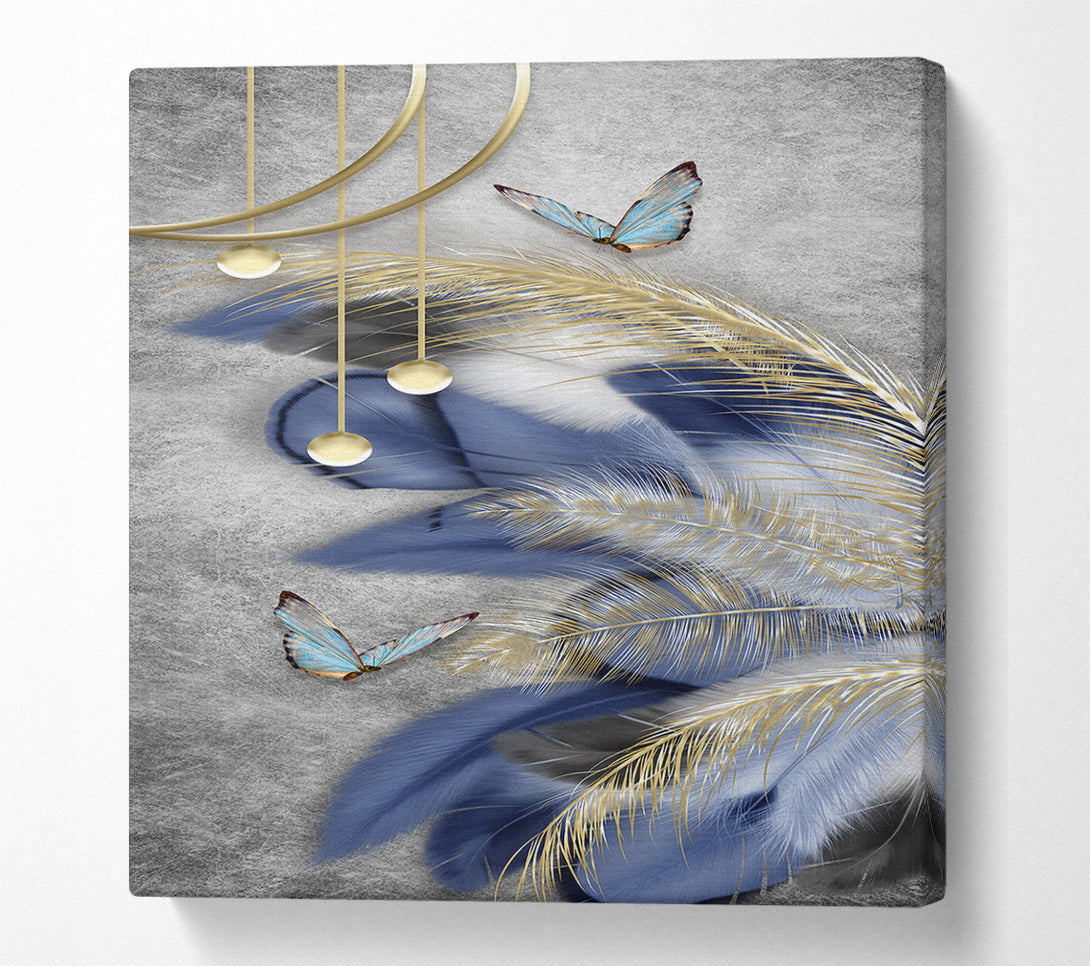  A Canvas Print of Butterfly Around Feathers Canvas Art