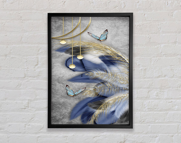 Butterfly Around Feathers Framed Print