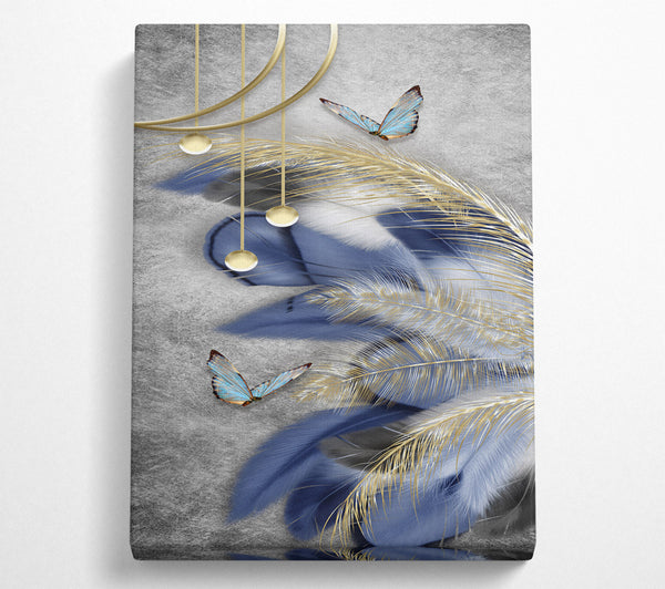  A Canvas Print of Butterfly Around Feathers Canvas Art