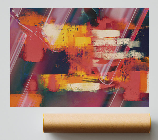 Crimson Abstract Layers Poster