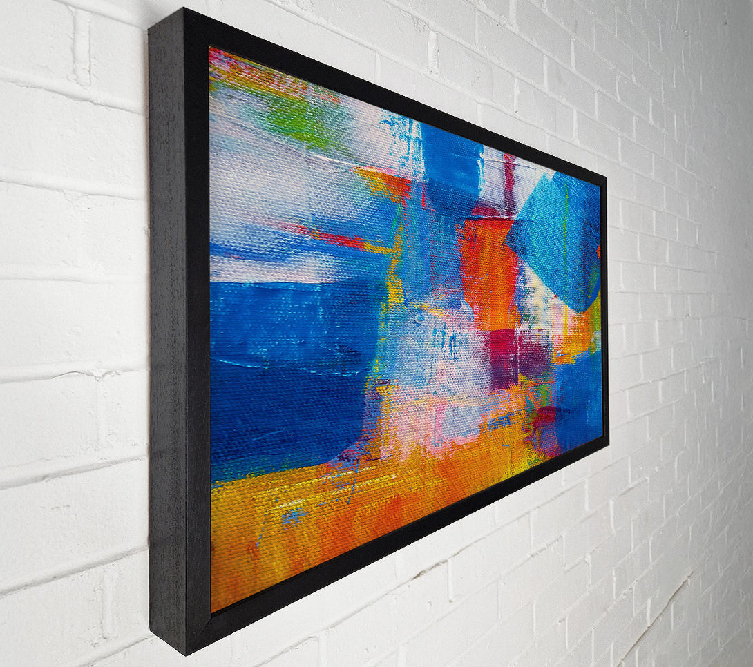  A Canvas Print of Azure Abstract Brushstrokes Canvas Wall Art