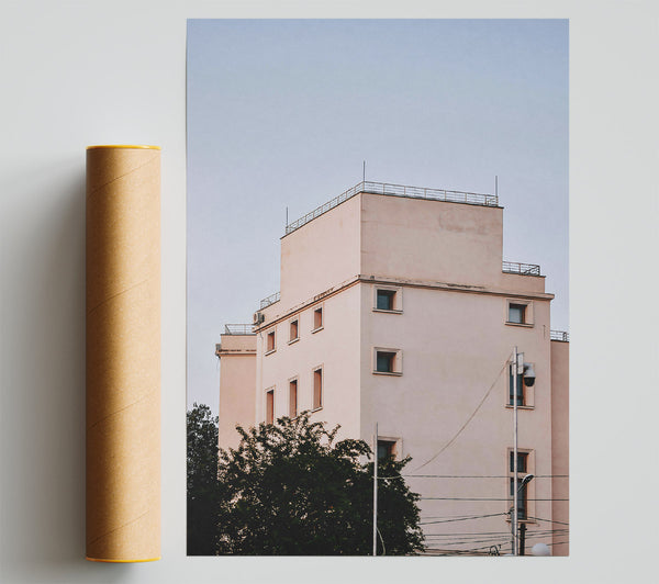 Pink Building Sunset Print