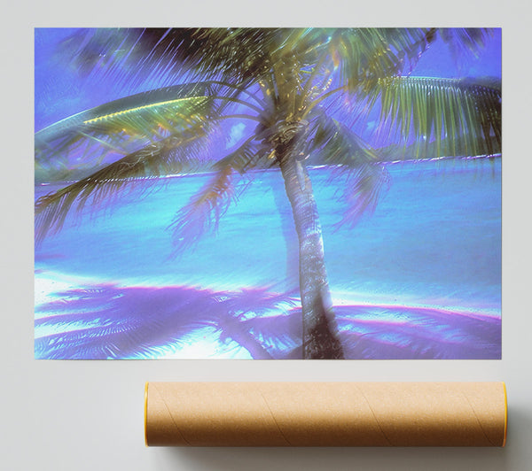 Blue Palm Shoreline Poster
