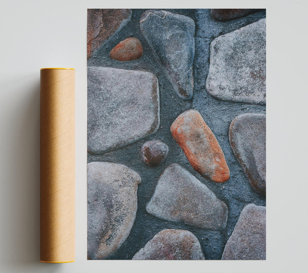Blue Stone Wall Poster