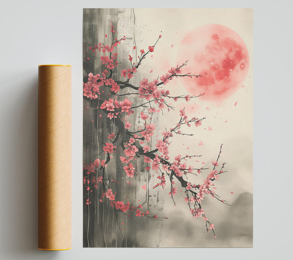Crimson Blossom Moon Giclee Print