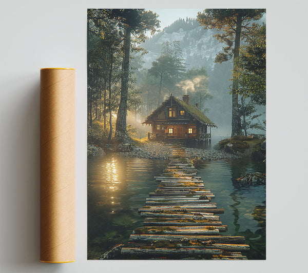 Golden Cabin Retreat Giclee Print