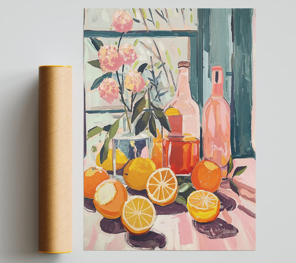 Pink Citrus Still Life Giclee Print