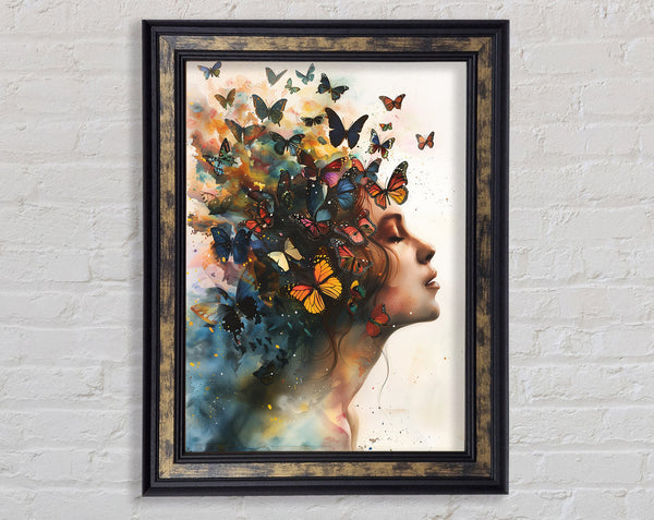 Butterfly Woman Explosion Framed Print