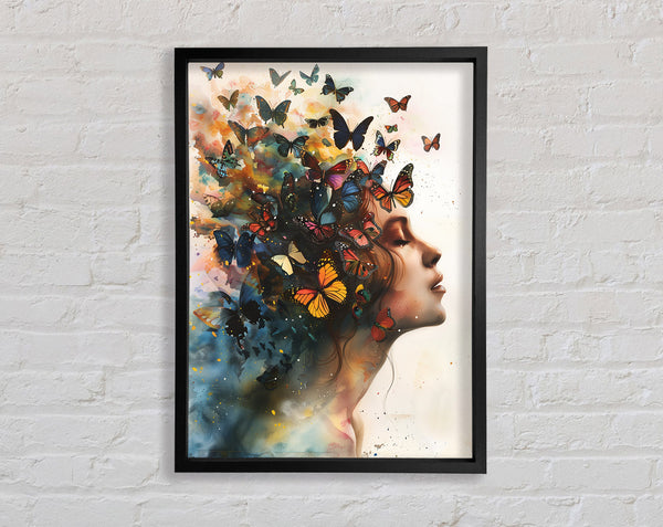 Butterfly Woman Explosion Framed Print