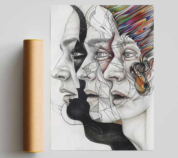 Black And White Faces Print