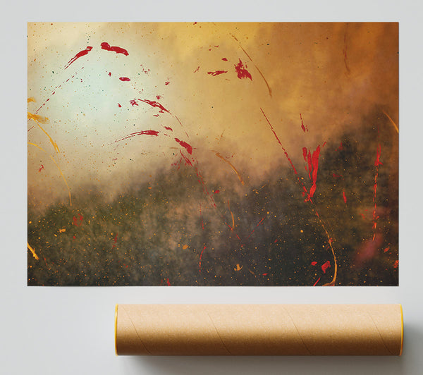Golden Red Burst Giclee Print