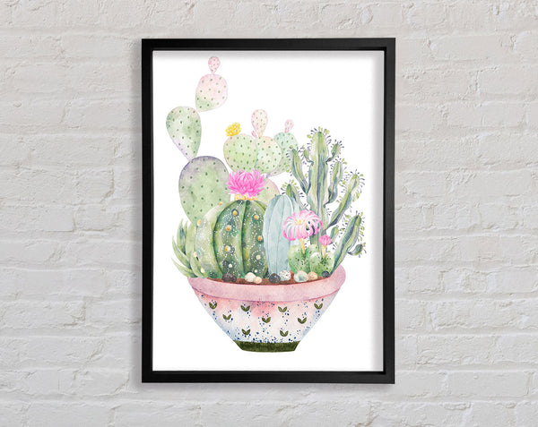 Cactus In Pink Pot Framed Print