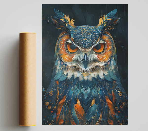 Midnight Owl Feathers Poster