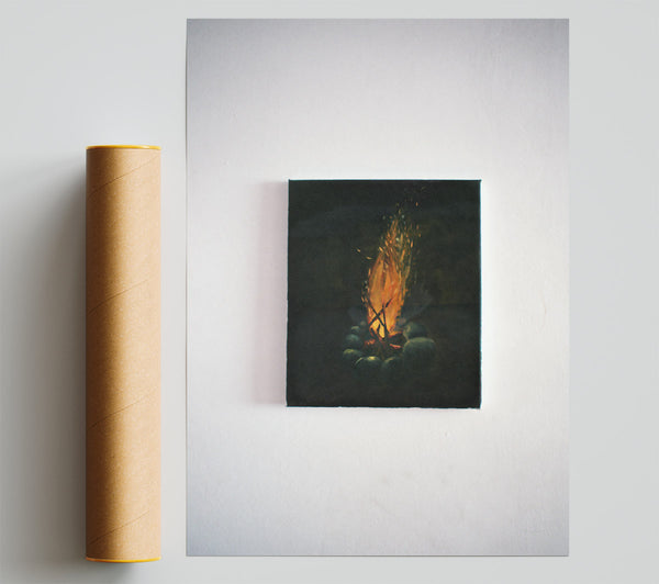 Orange Campfire Night Poster