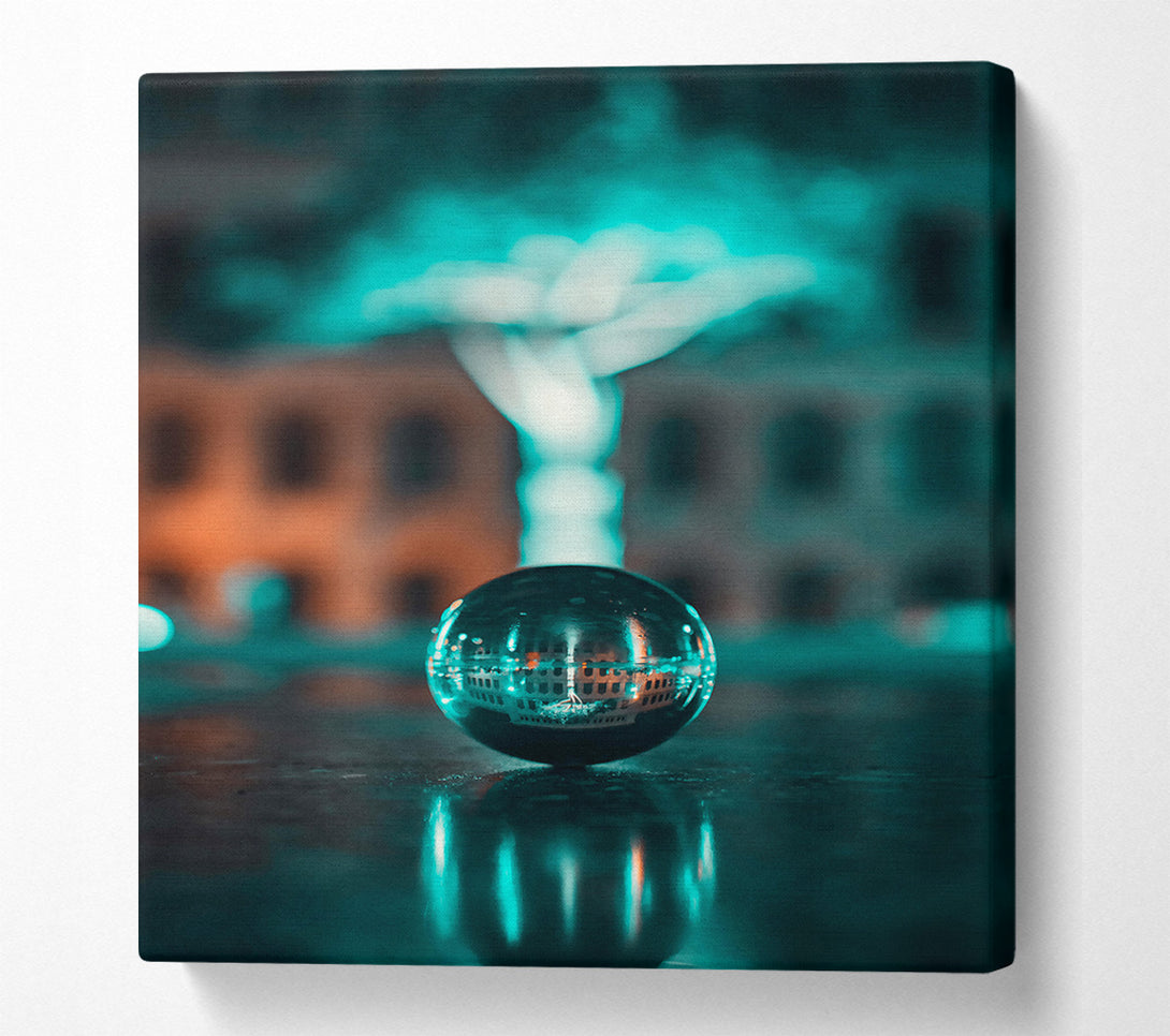  A Canvas Print of Teal City Sphere Canvas Print