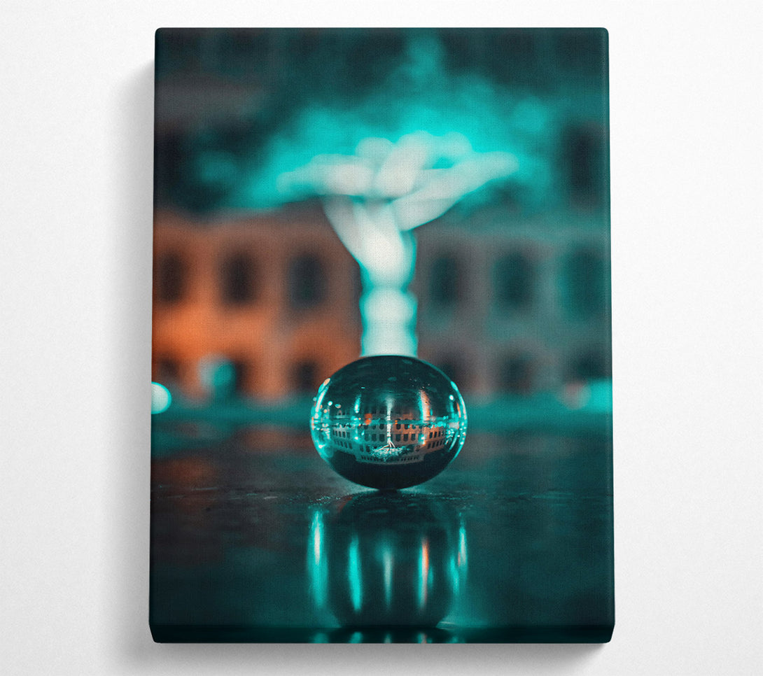  A Canvas Print of Teal City Sphere Canvas Print