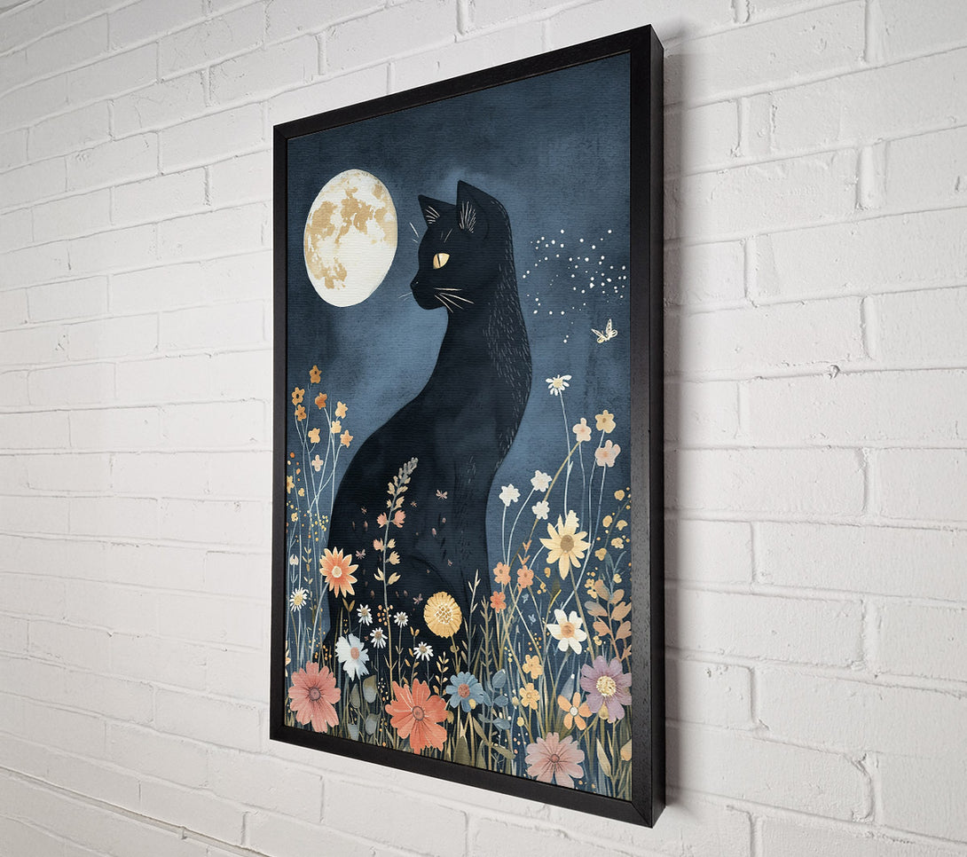  A Canvas Print of Midnight Blue Feline Canvas Art