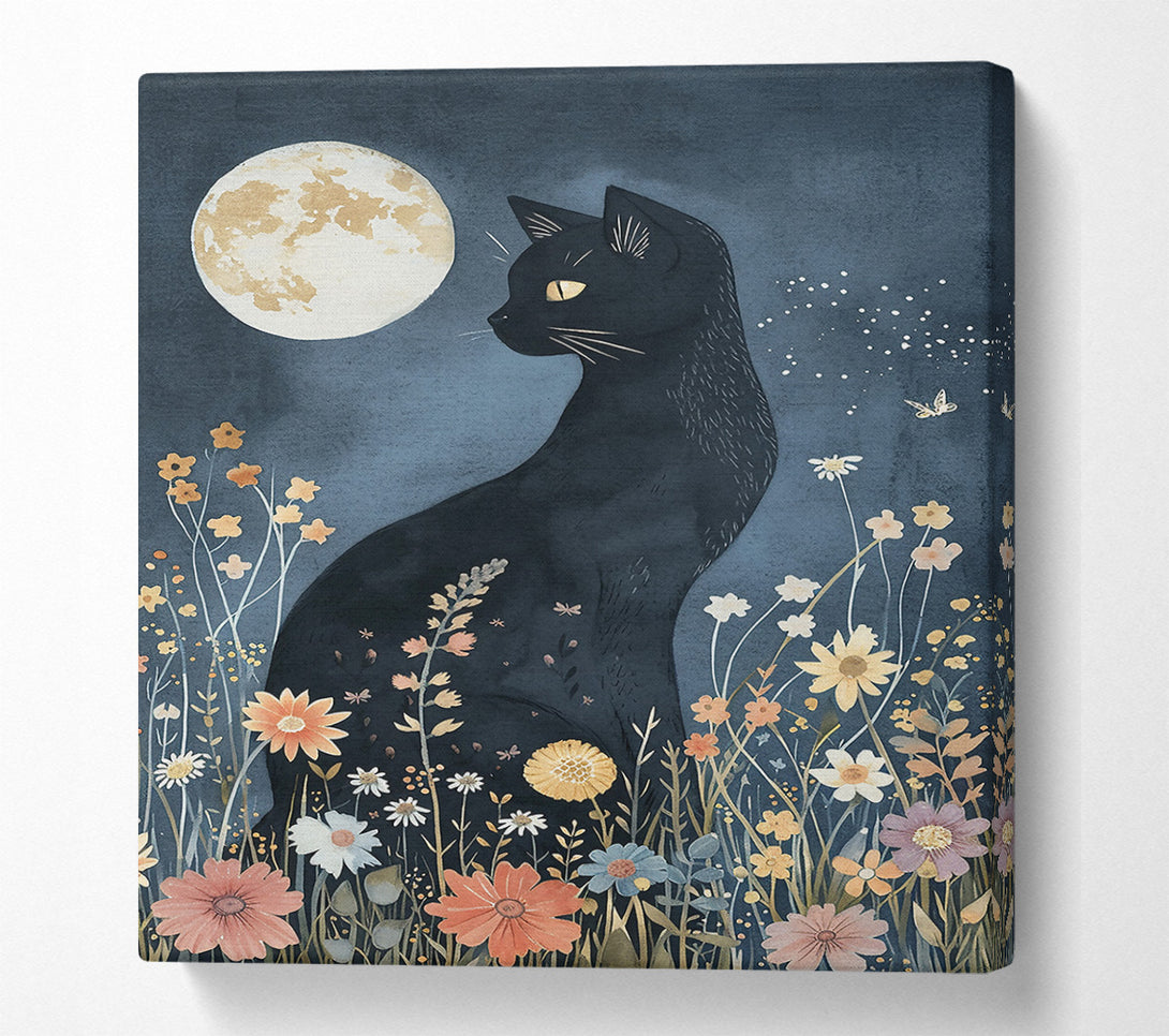  A Canvas Print of Midnight Blue Feline Canvas Art