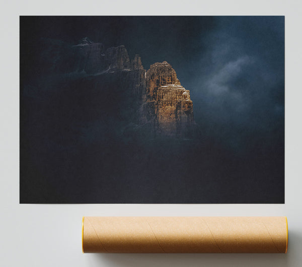 Golden Peak In Darkness Print