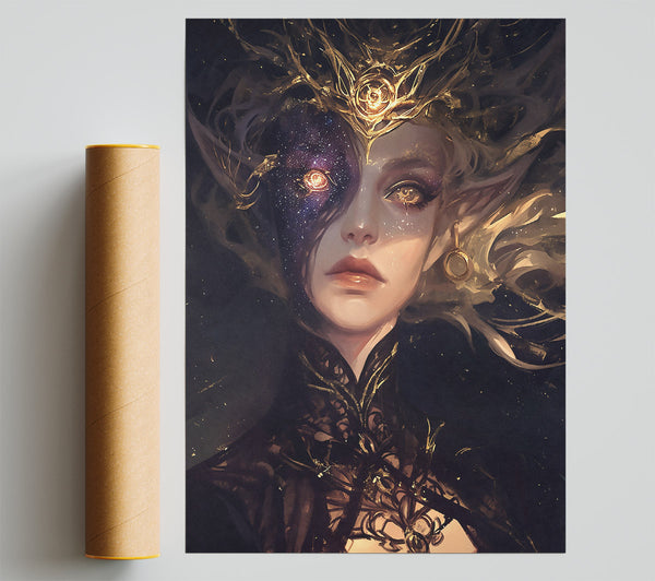 Golden Galaxy Gaze Giclee Print
