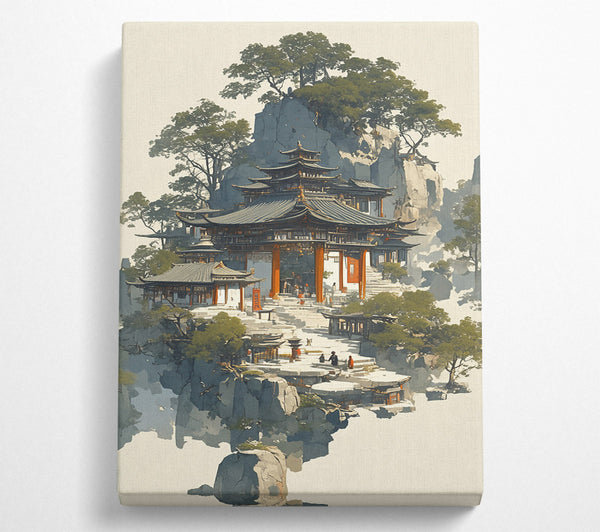  A Canvas Print of Azure Temple On Cliffs Canvas Print