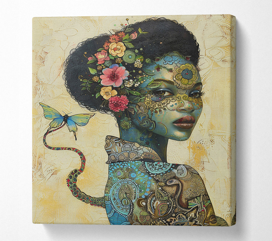  A Canvas Print of Blue Floral Fantasy Canvas Wall Art