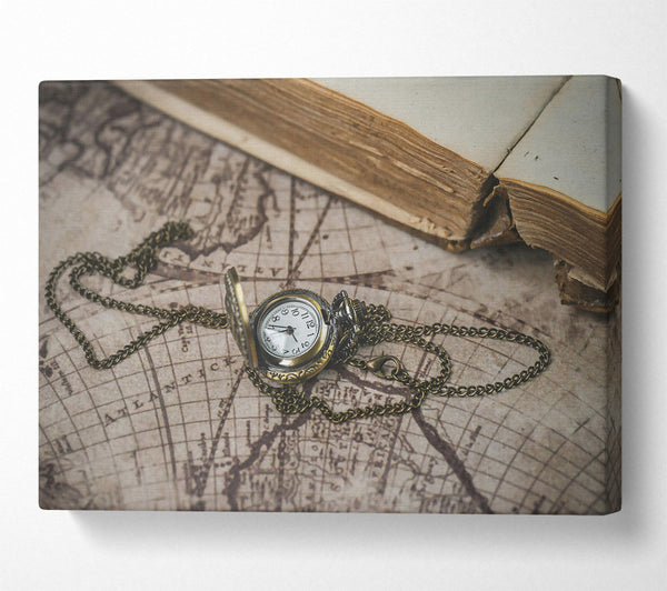  A Canvas Print of Golden Time On Maps Canvas Art
