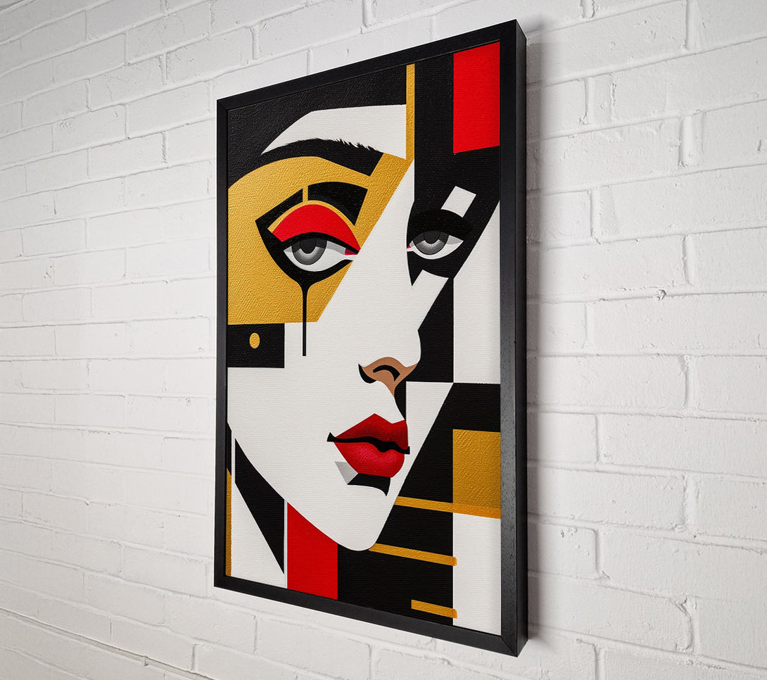  A Canvas Print of Crimson Geometric Portrait Canvas Print