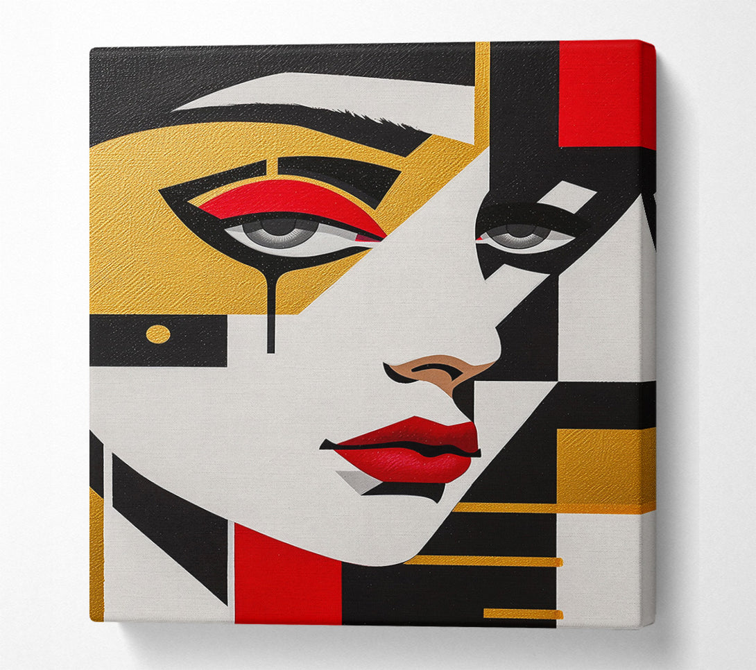  A Canvas Print of Crimson Geometric Portrait Canvas Print