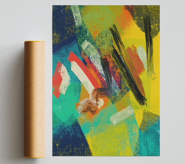 Yellow Strokes Of Abstraction Print