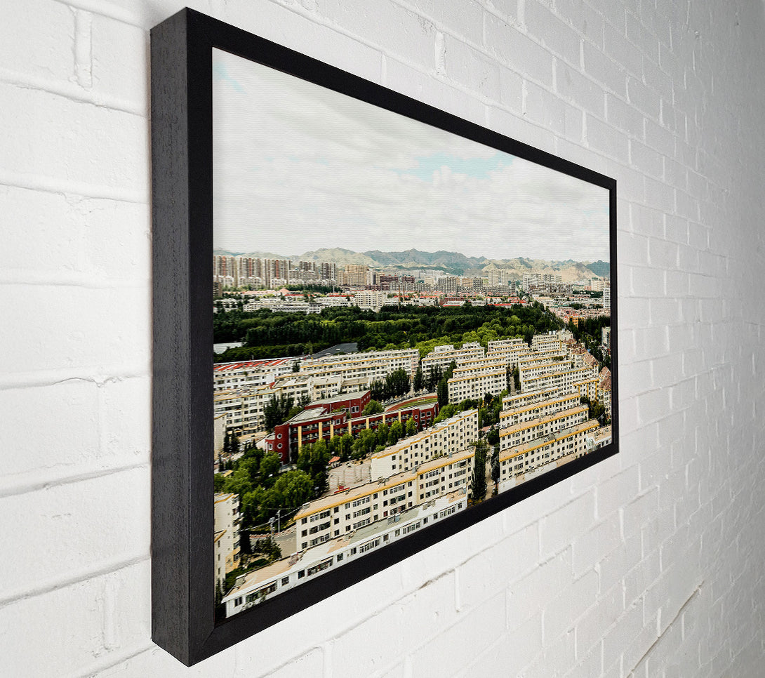  A Canvas Print of Beige Cityscape Mountains Canvas Print