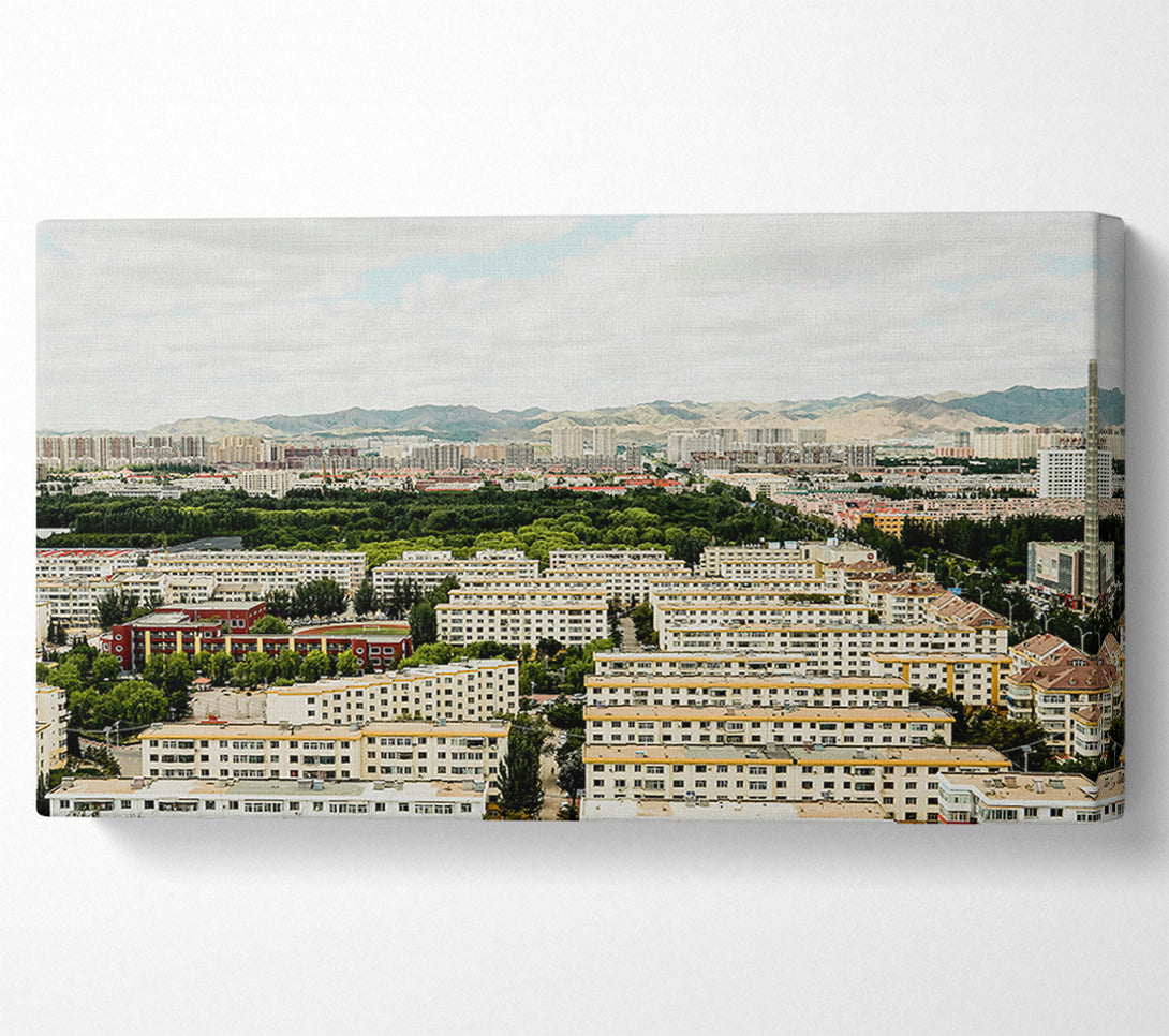  A Canvas Print of Beige Cityscape Mountains Canvas Print