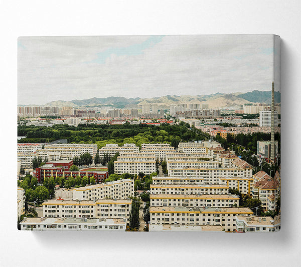  A Canvas Print of Beige Cityscape Mountains Canvas Print