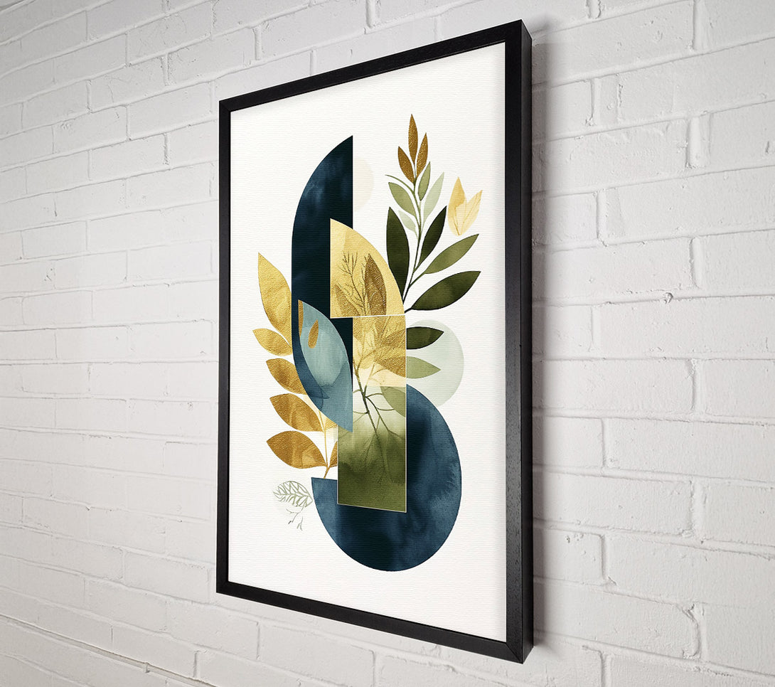  A Canvas Print of Navy Blue Geometric Leaves Canvas Print