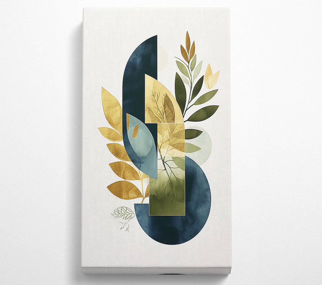  A Canvas Print of Navy Blue Geometric Leaves Canvas Print