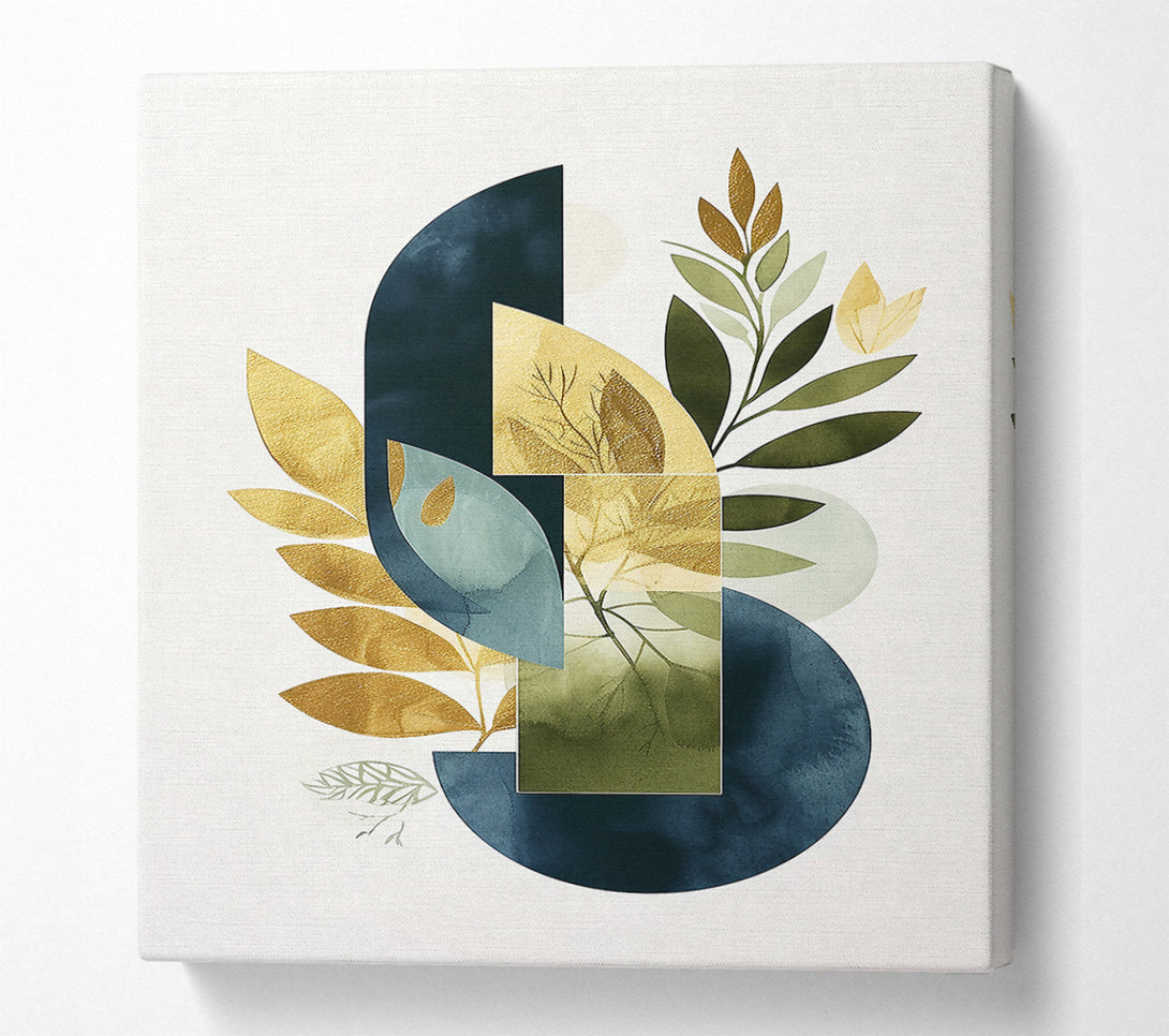  A Canvas Print of Navy Blue Geometric Leaves Canvas Print