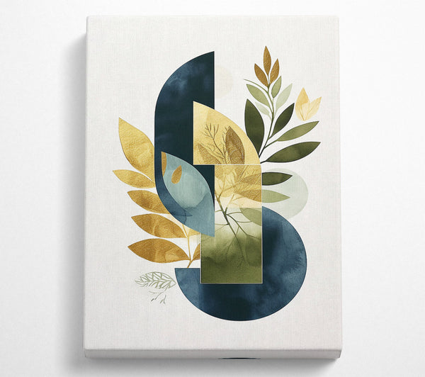  A Canvas Print of Navy Blue Geometric Leaves Canvas Print