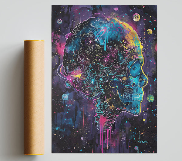 Cosmic Blue Skull Print