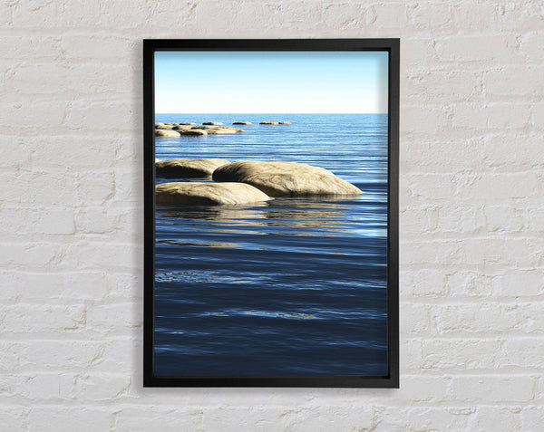 Calm Sea Rocks Framed Print