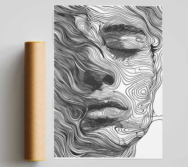 Black Lines Embrace Poster