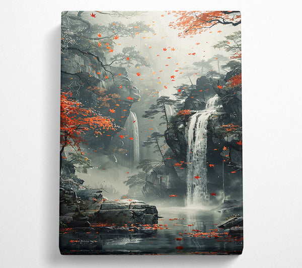  A Canvas Print of Crimson Waterfall Dreams Canvas Print